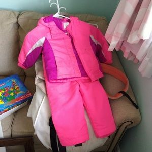 Pink snow suit